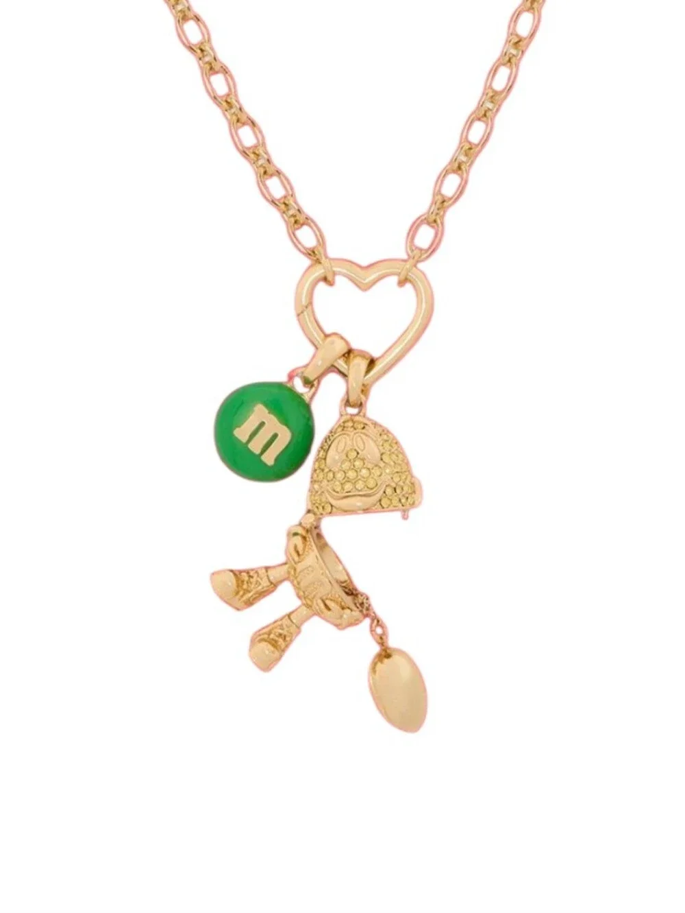 M&M's x Kate Spade New York Green Charm Gold Earrings And Necklace Set